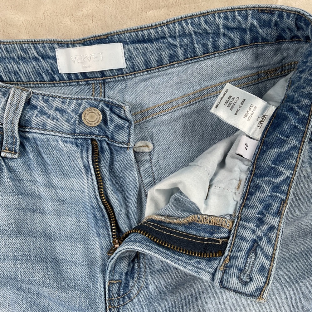 Vervet Blue Women Mid Rise Kate Barrel Jeans Light Wash Blue Size 27 - Picture 3 of 10